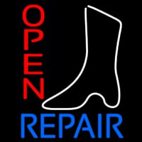 White Boot Repair Open Neon Skilt