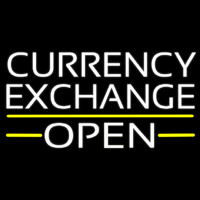White Currency E change Open Neon Skilt