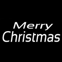 White Cursive Merry Christmas Neon Skilt