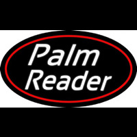 White Cursive Palm Reader Neon Skilt
