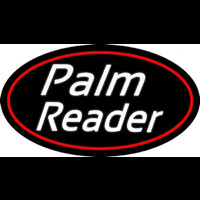 White Cursive Palm Reader Neon Skilt