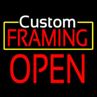 White Custom Red Framing Open Neon Skilt