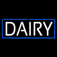 White Dairy With Blue Border Neon Skilt