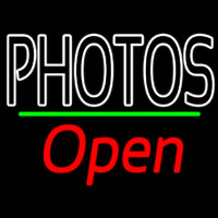 White Double Stroke Photo Open 2 Neon Skilt