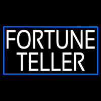 White Fortune Teller With Blue Border Neon Skilt