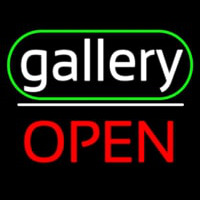 White Letters Gallery With Open 2 Neon Skilt