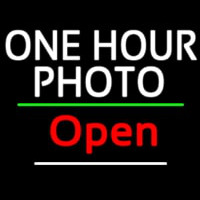 White One Hour Photo Open 3 Neon Skilt