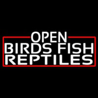 White Open Birds Fish Reptiles With Red Border Neon Skilt