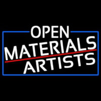 White Open Materials Artists With Blue Border Neon Skilt
