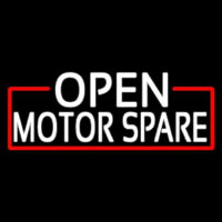 White Open Motor Spare With Red Border Neon Skilt