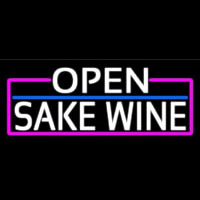 White Open Sake Wine With Pink Border Neon Skilt