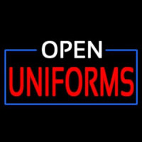 White Open Uniforms Blue Border Neon Skilt