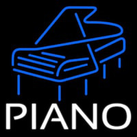 White Piano Blue Logo 4 Neon Skilt