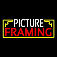 White Picture Framing With Frame Logo Neon Skilt