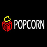 White Popcorn Neon Skilt