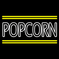 White Popcorn With Yellow Line Neon Skilt