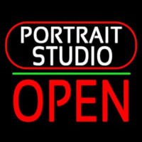 White Portrait Studio Open 2 Neon Skilt