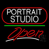 White Portrait Studio Open 3 Neon Skilt