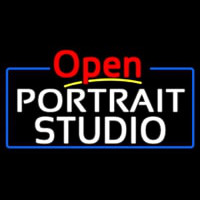 White Portrait Studio Open 4 Neon Skilt