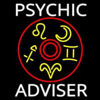 White Psychic Adviser With Logo Neon Skilt