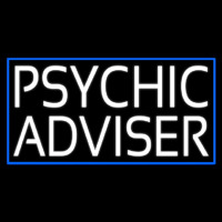 White Psychic Advisor Blue Border Neon Skilt