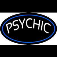 White Psychic Blue Border Neon Skilt