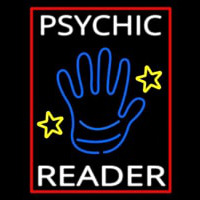 White Psychic Reader With Blue Palm Neon Skilt