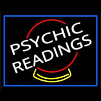 White Psychic Readings Crystal Blue Border Neon Skilt
