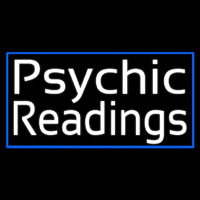 White Psychic Readings With Blue Border Neon Skilt