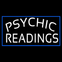 White Psychic Readings With Blue Border Neon Skilt