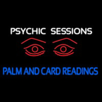 White Psychic Sessions With Red Eye Neon Skilt