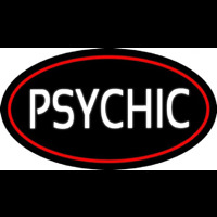White Psychic With Red Border Neon Skilt