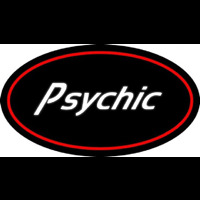 White Psychic With Red Oval Neon Skilt