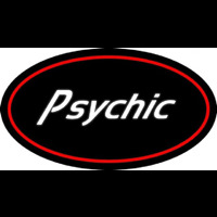 White Psychic With Red Oval Neon Skilt