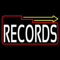 White Records Block With Arrow 2 Neon Skilt