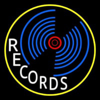 White Records Block Yellow Border 1 Neon Skilt