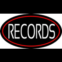 White Records Red Border Neon Skilt