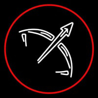 White Sagittarius Logo Red Border Neon Skilt