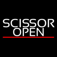 White Scissor Open With Red Line Neon Skilt