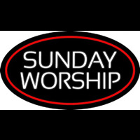 White Sunday Worship Neon Skilt