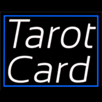 White Tarot Card With Blue Border Neon Skilt