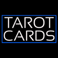 White Tarot Cards Blue Border Neon Skilt