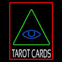White Tarot Cards Logo And Red Border Neon Skilt
