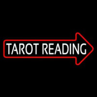 White Tarot Reading With Red Arrow Neon Skilt