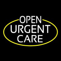 White Urgent Care Oval With Yellow Border Neon Skilt
