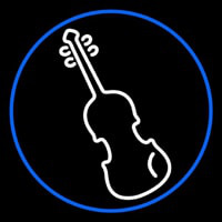 White Violin Blue Border Neon Skilt