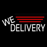 White We Deliver Neon Skilt