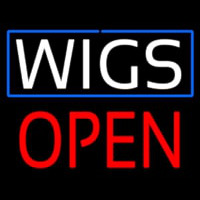 White Wigs Block Red Open Neon Skilt