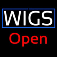 White Wigs Red Open Neon Skilt