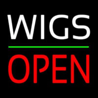 Wigs Block Open Green Line Neon Skilt